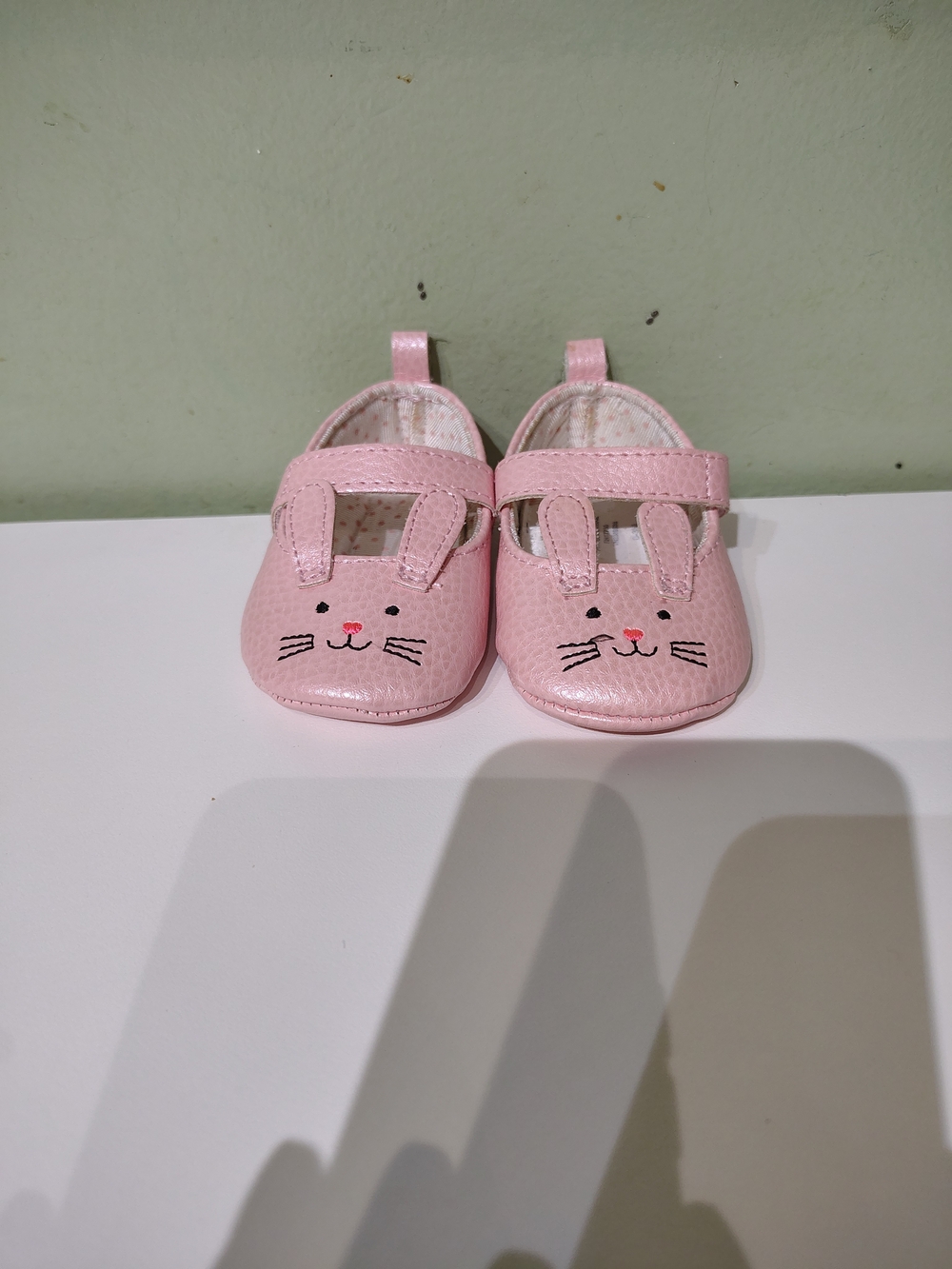 Pink Bunny Baby Girl Ballet Flats Shoes Size 0-3 Months Easter Spring Dress